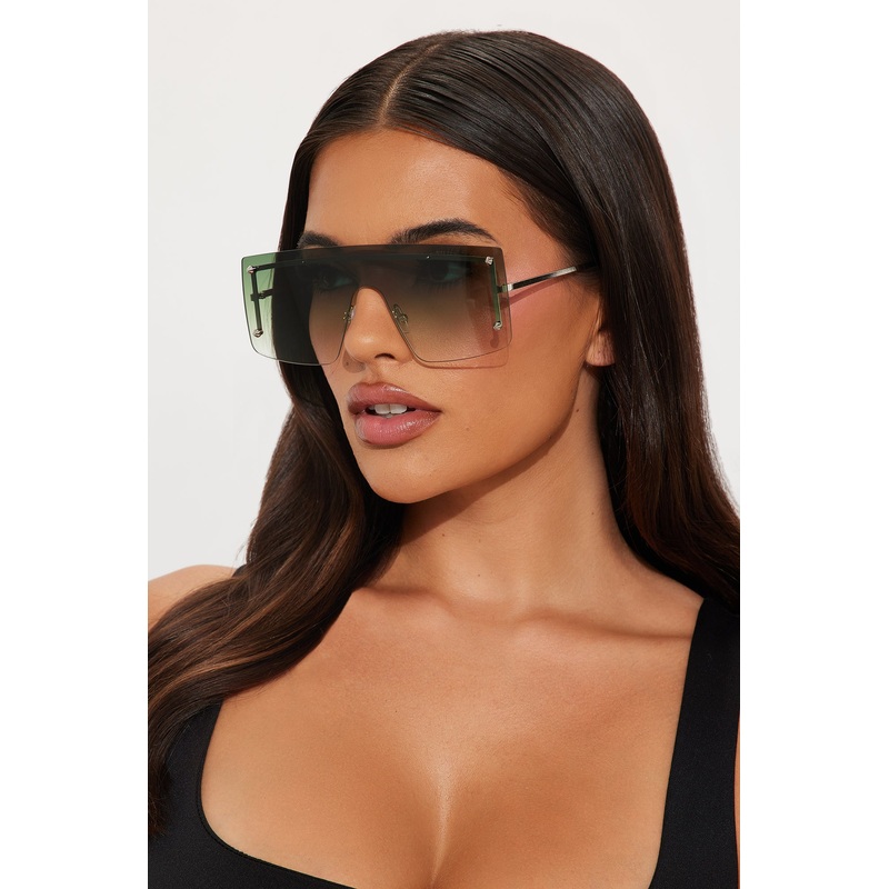 Amore Rimless Shield Sunglasses – Green