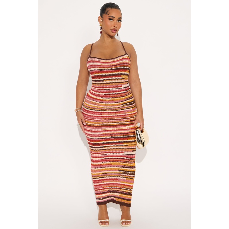 Astrid Crochet Maxi Dress – Orange/combo