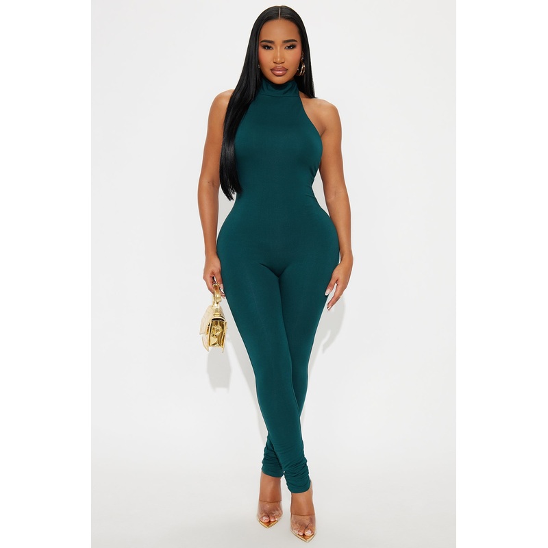Cleo Double Lined Halter Jumpsuit – Hunter