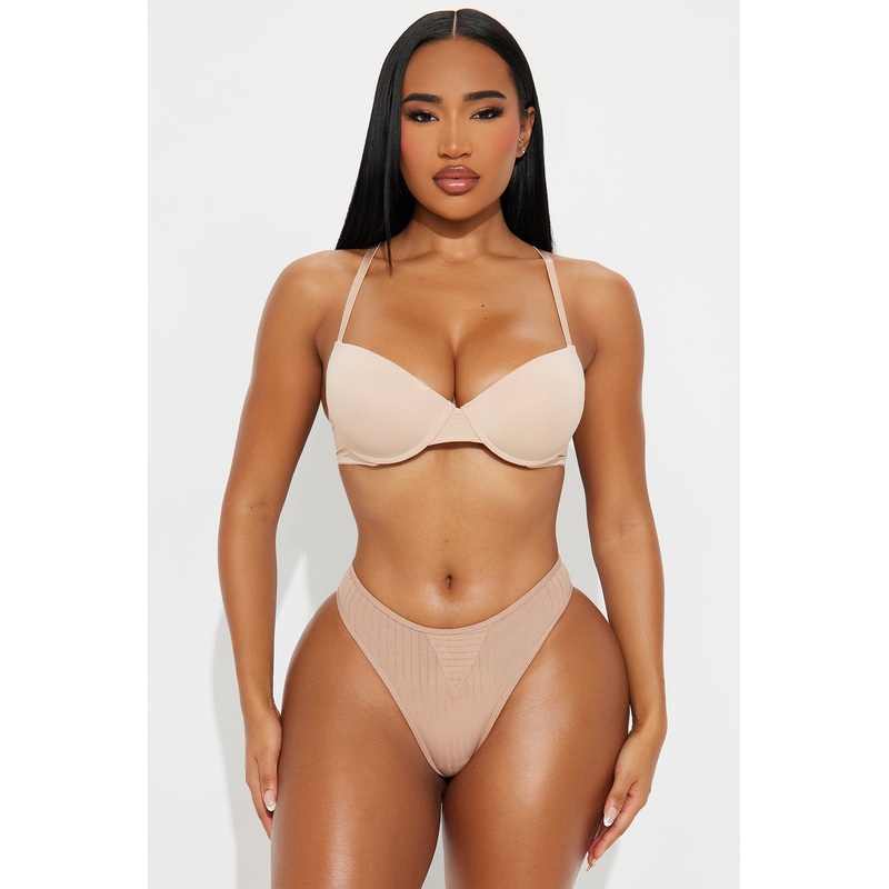 Cotton Ribbed Bikini Panty – Tan