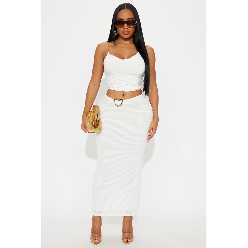 Late Nights In Paradise Maxi Skirt – White