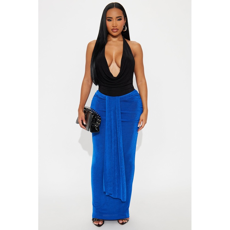 Let’s Getaway Slinky Knit Maxi – CobaltBlue