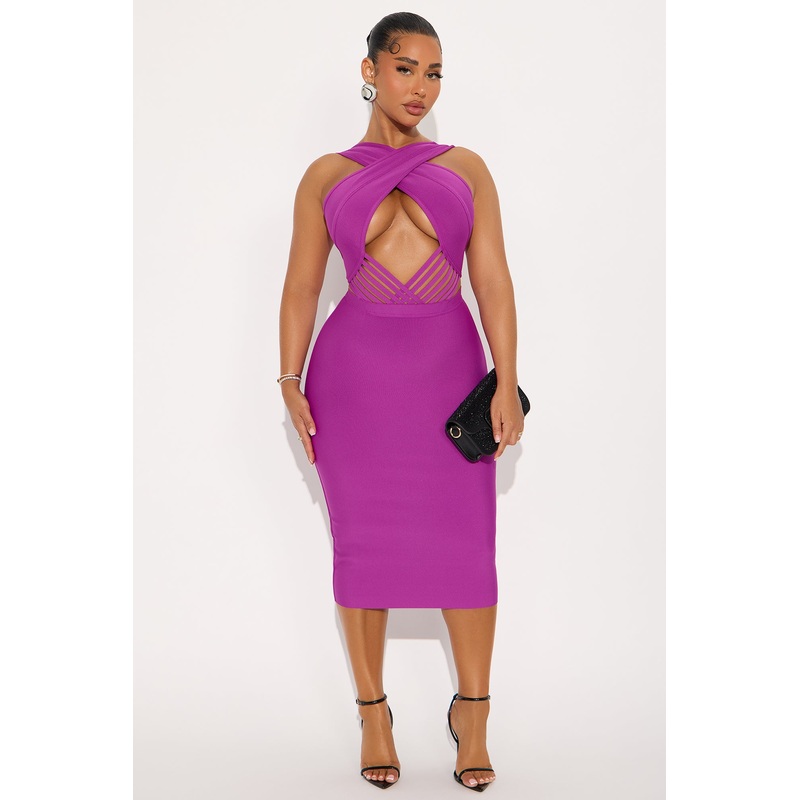 Match Maker Bandage Midi Dress – Violet
