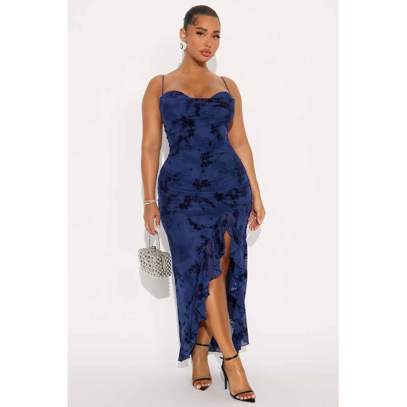 Miley Mesh Maxi Dress – Navy