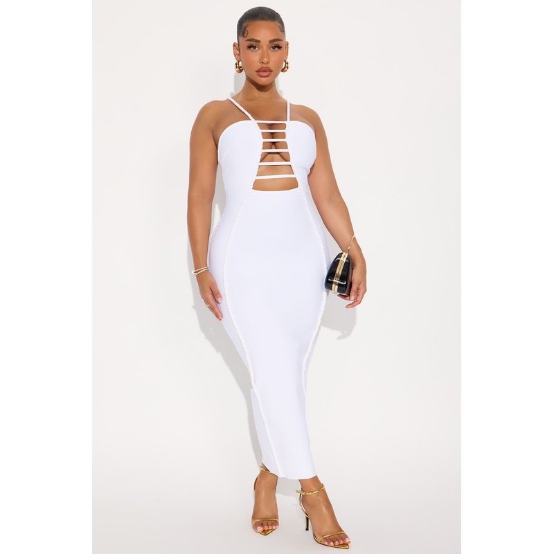 Pleasing You Bandage Midi Dress – White