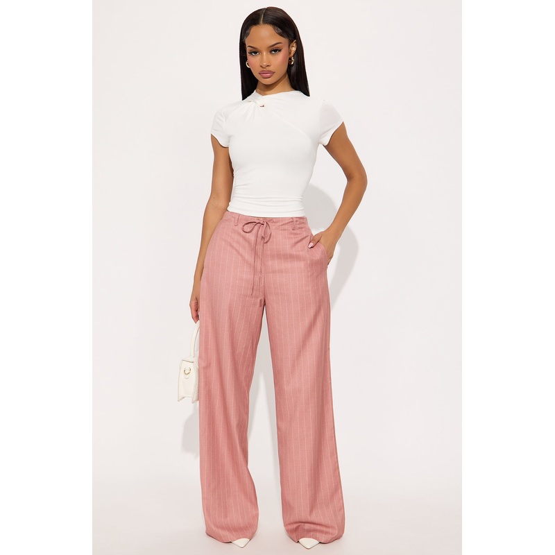 Yessica Pinstripe Wide Leg Trouser – Mauve