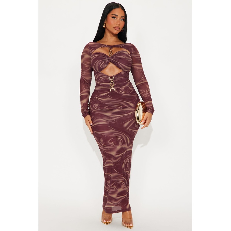 After Dark Cut Out Maxi Dress – Burgundy