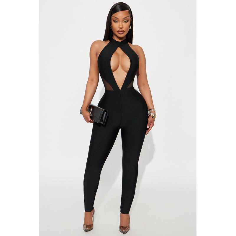 All Yours Bandage Backless Jumpsuit – Black