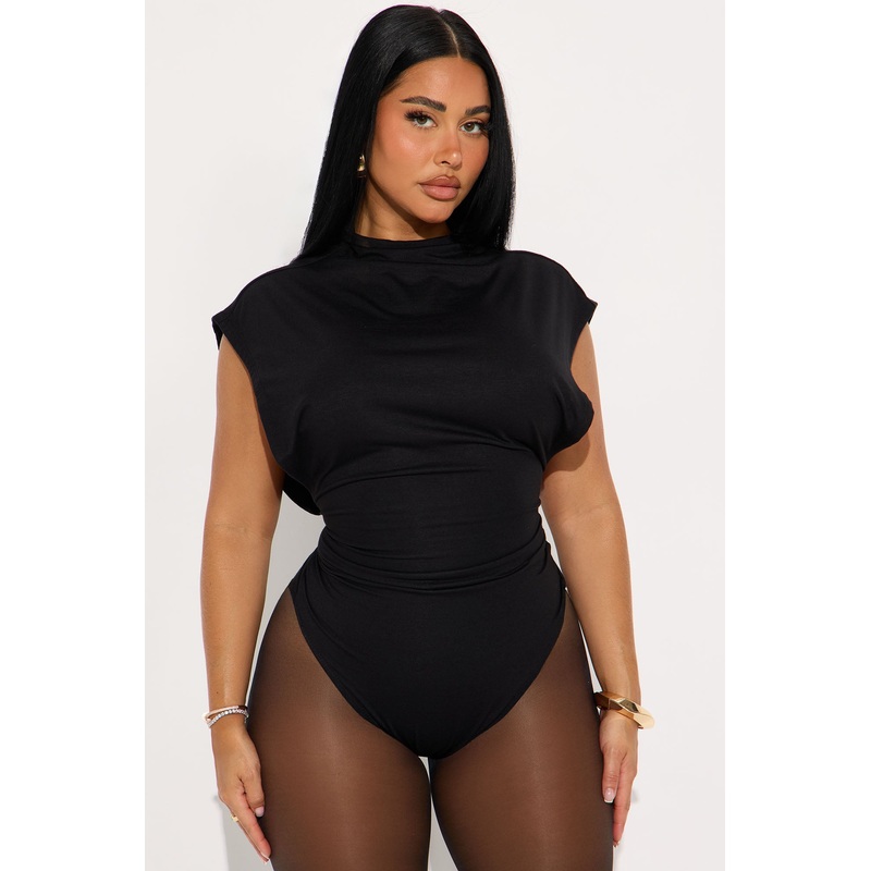 Audra Double Lined Turtle Neck Bodysuit – Black