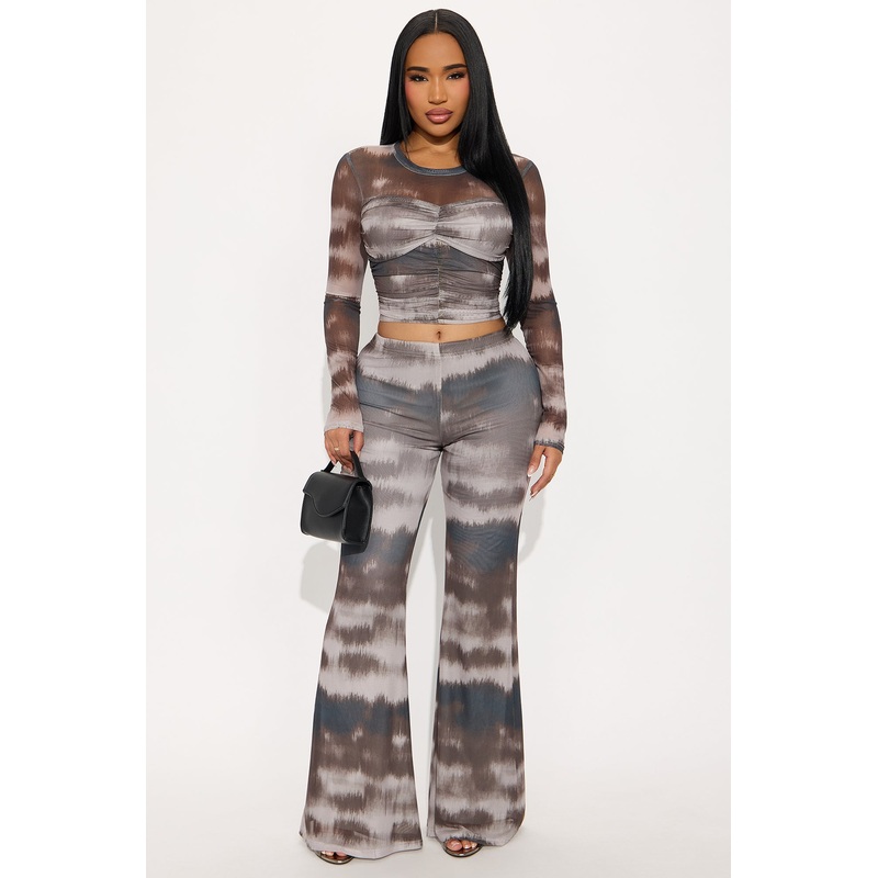 Caught In The Storm Mesh Pant Set – Taupe/combo