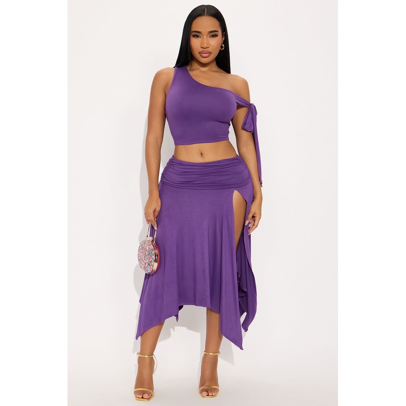 Cut Different Asymmetric Skirt Set – Purple
