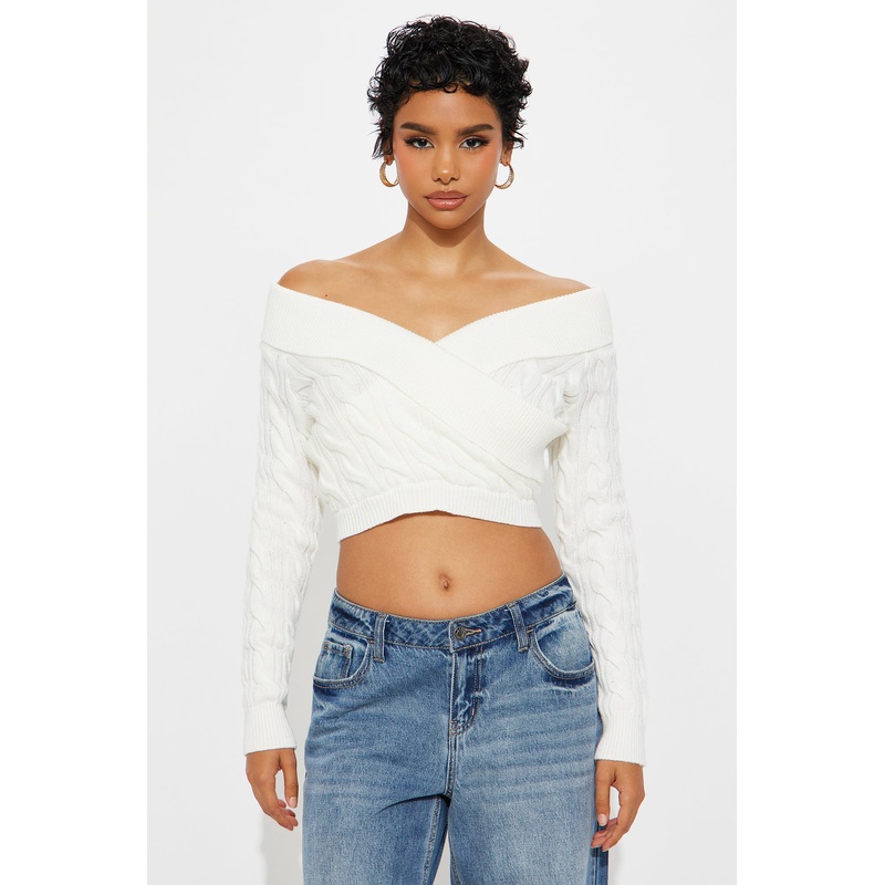 Doing My Best Cropped Sweater – Ivory