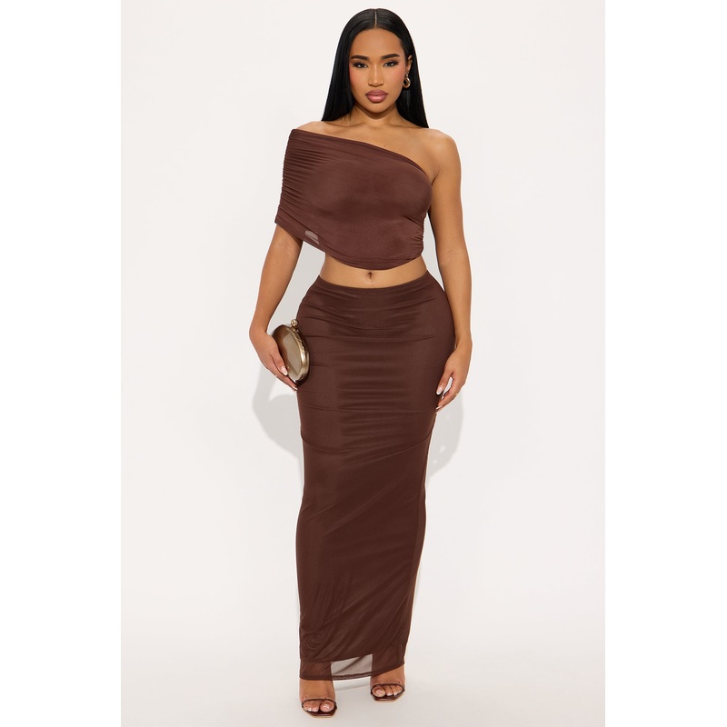 Emmeline Mesh Maxi Skirt – Chocolate