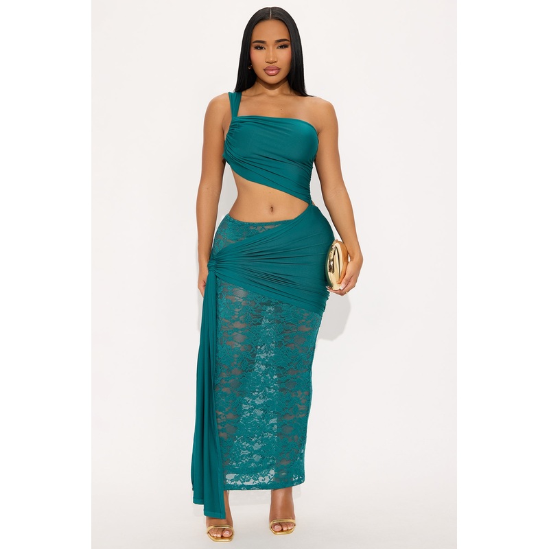 Forbidden Lace Maxi Skirt Set – Teal