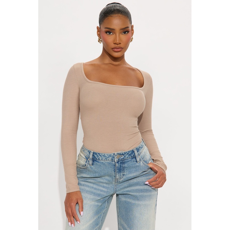Issa Ribbed Top – Taupe