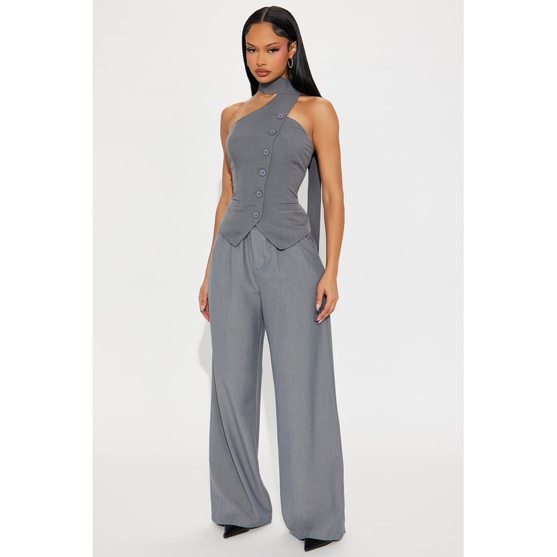 Mariza Mid Rise Wide Leg Trouser Pant 31 – Grey