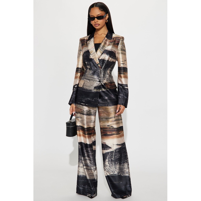 Power Strokes Blazer Pant Set – Black/combo