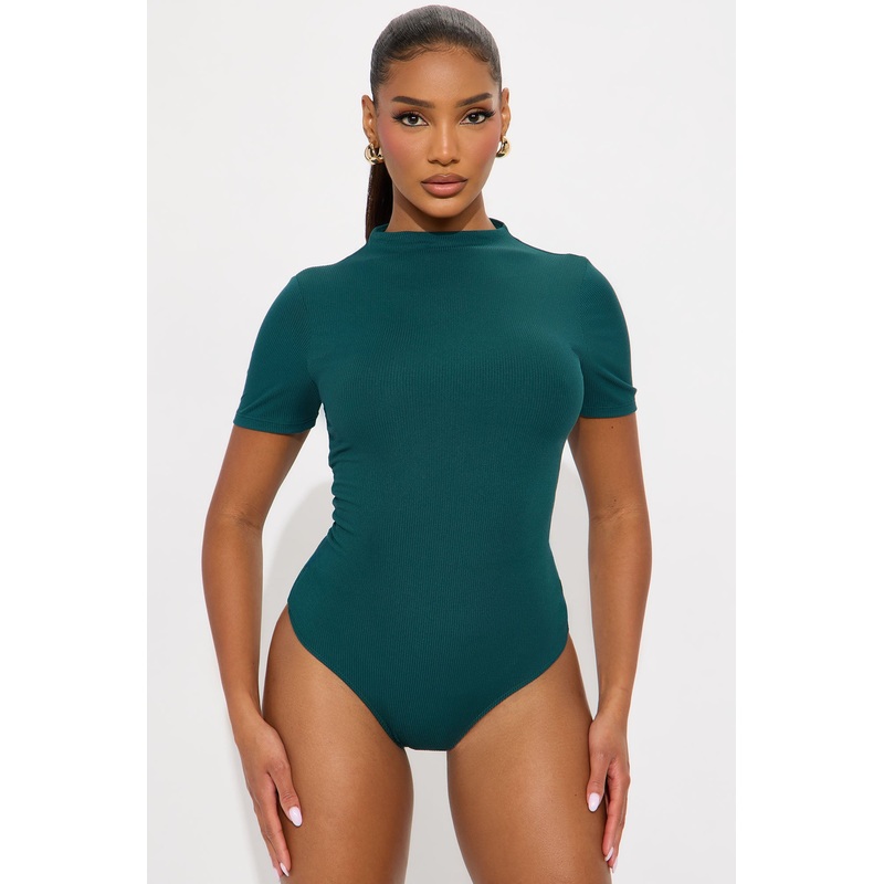Sadie Short Sleeve Double Lined Bodysuit – Hunter Green