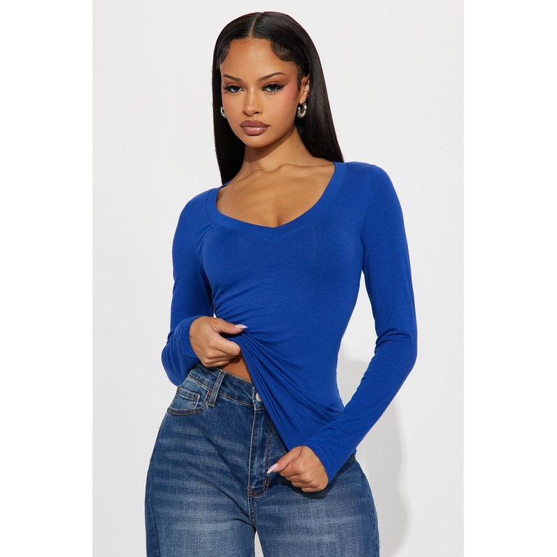 Sami V Neck Top – Ultramarine