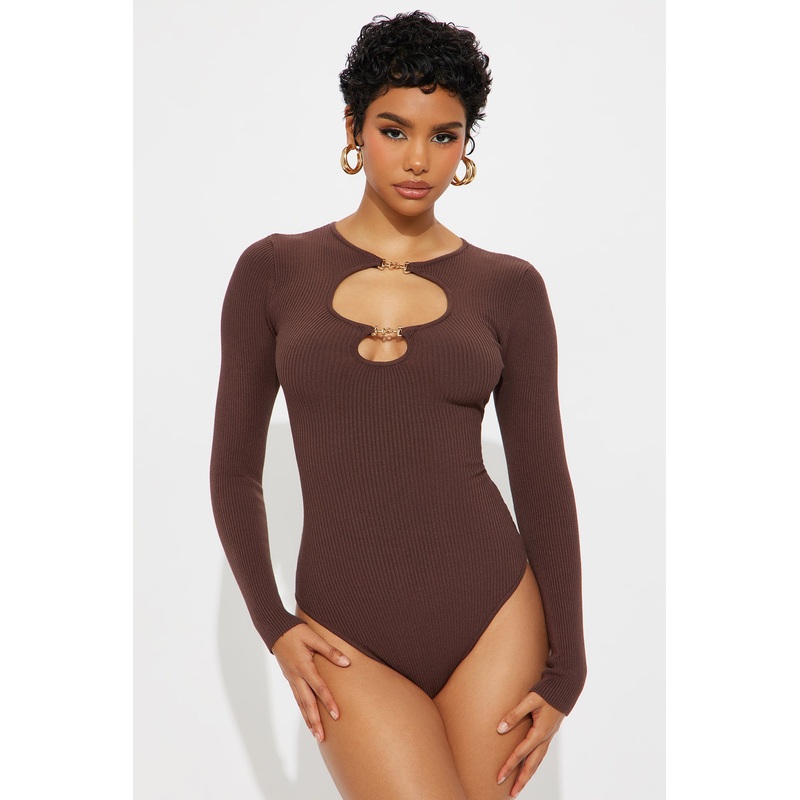 Sara Cut Out Bodysuit – Chocolate