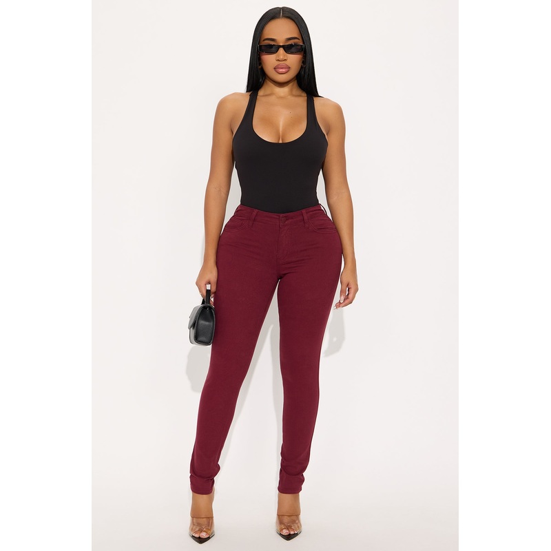 Skinny Uniform Pants – Burgundy