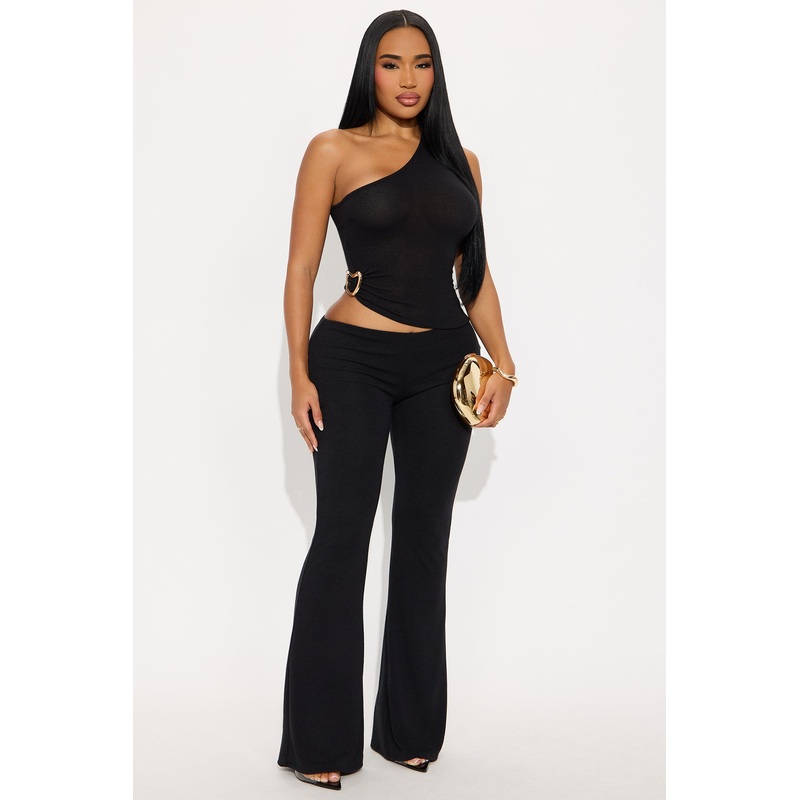 Stella One Shoulder Pant Set – Black