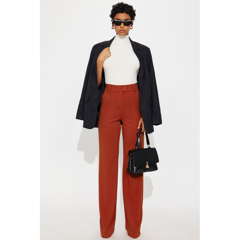 Tall Heidi Wide Leg Trouser Pant – Rust