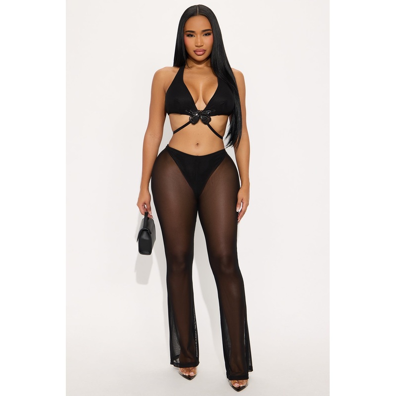 Wings Of Desire Mesh Pant Set – Black