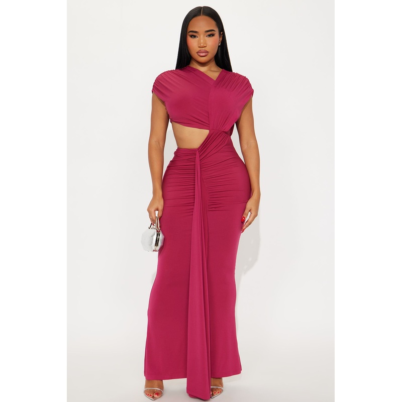 Aria Cut Out Maxi Dress – Magenta