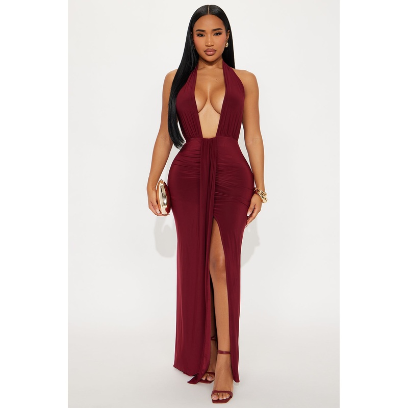 Back For More Backless Maxi Dress – Burgundy