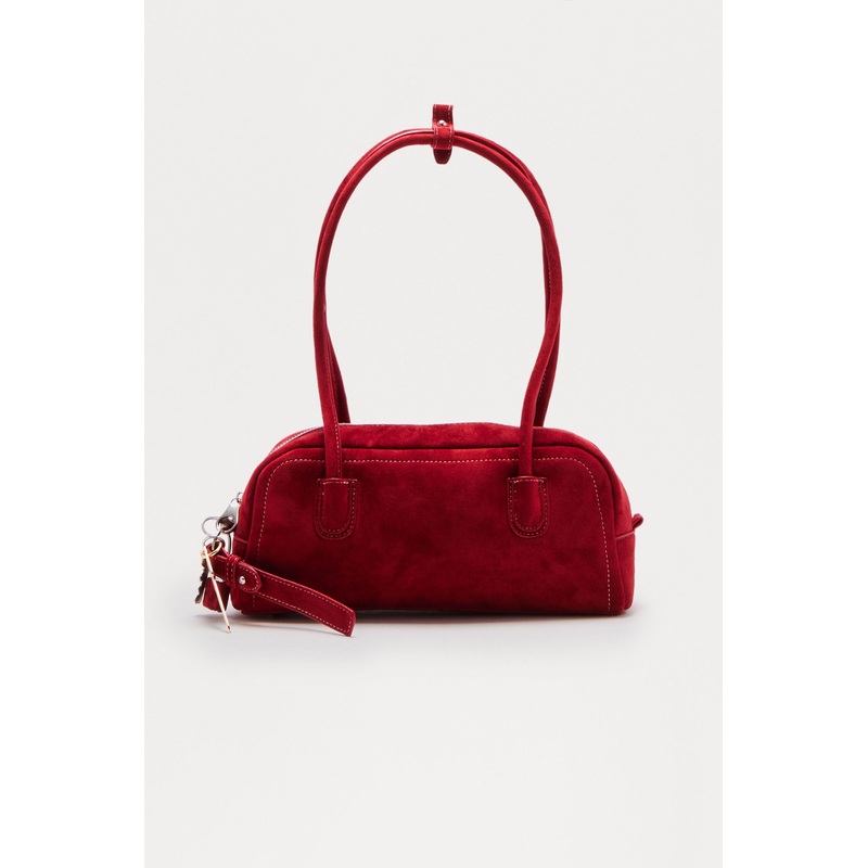 Brittney Faux Suede Shoulder Handbag – Red