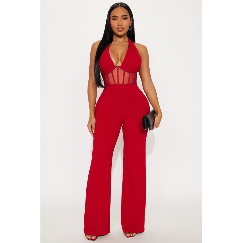 Dakota Halter Wide Leg Jumpsuit – Red
