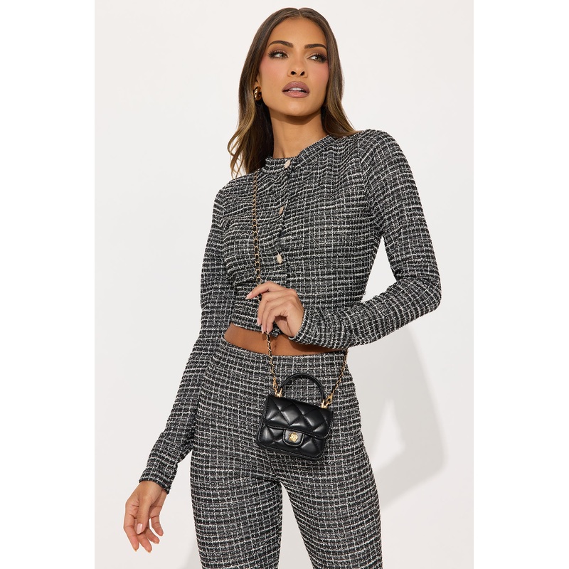 Fiona Mini Quilted Faux Leather Crossbody Handbag – Black