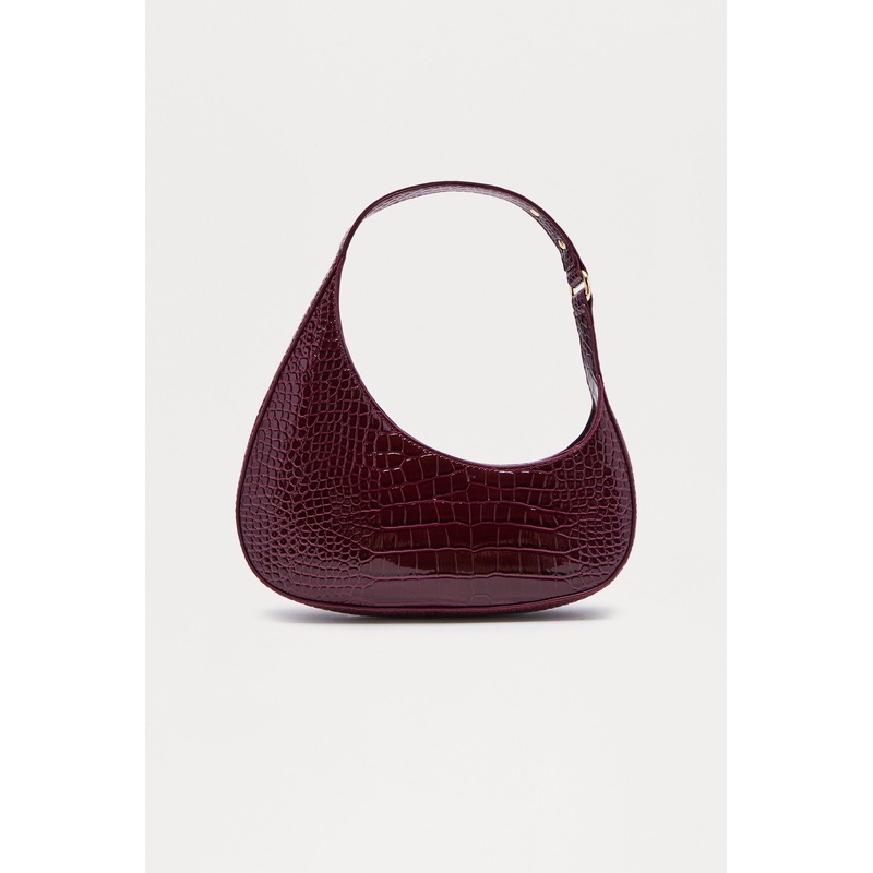 Had A Feeling Embossed Croc Faux Leather Shoulder Bag – Burgundy