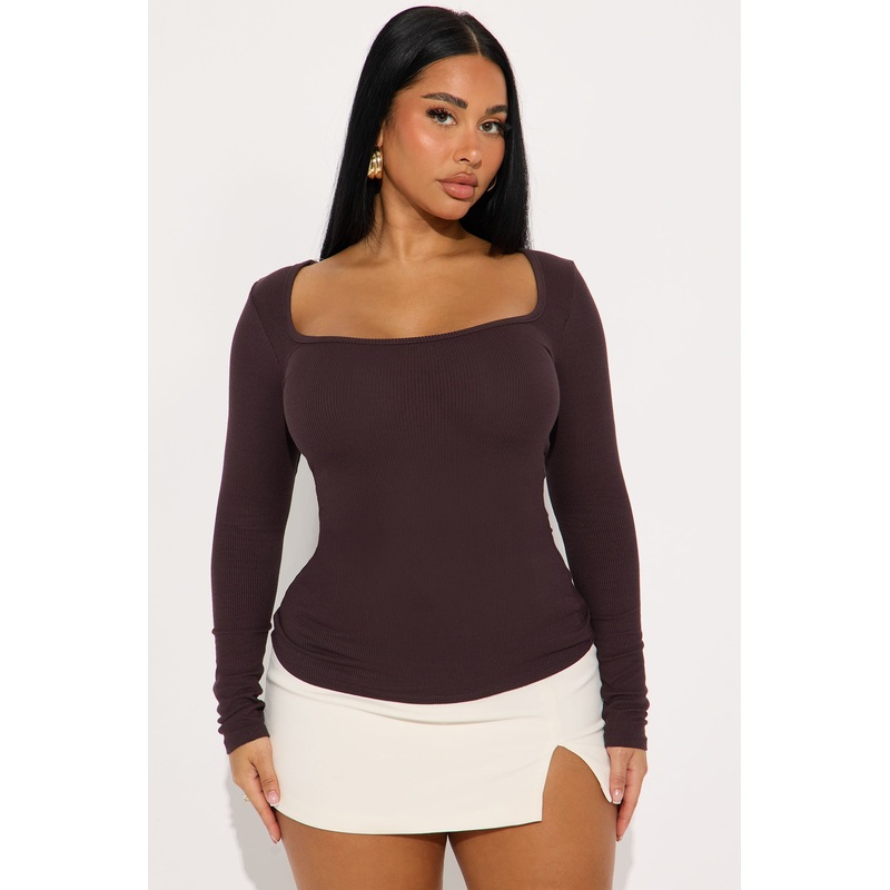 Issa Ribbed Top – Chocolate