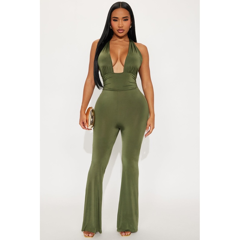 Kiss Me Halter Jumpsuit – Olive