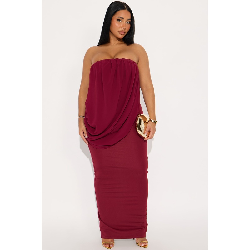 Morle Draped Maxi Gown – Wine