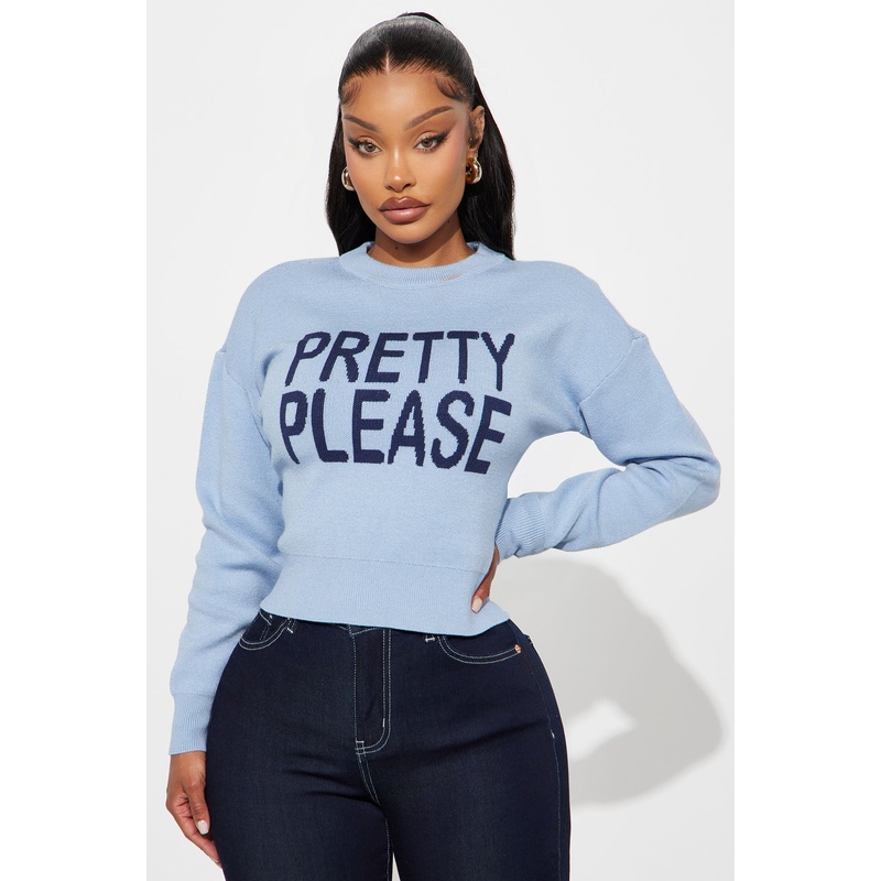 Pretty Please Pullover Sweater – Blue/combo