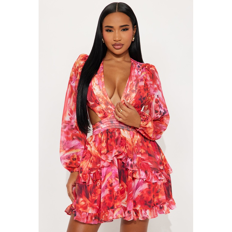 Thalia Floral Mini Dress – Pink/combo