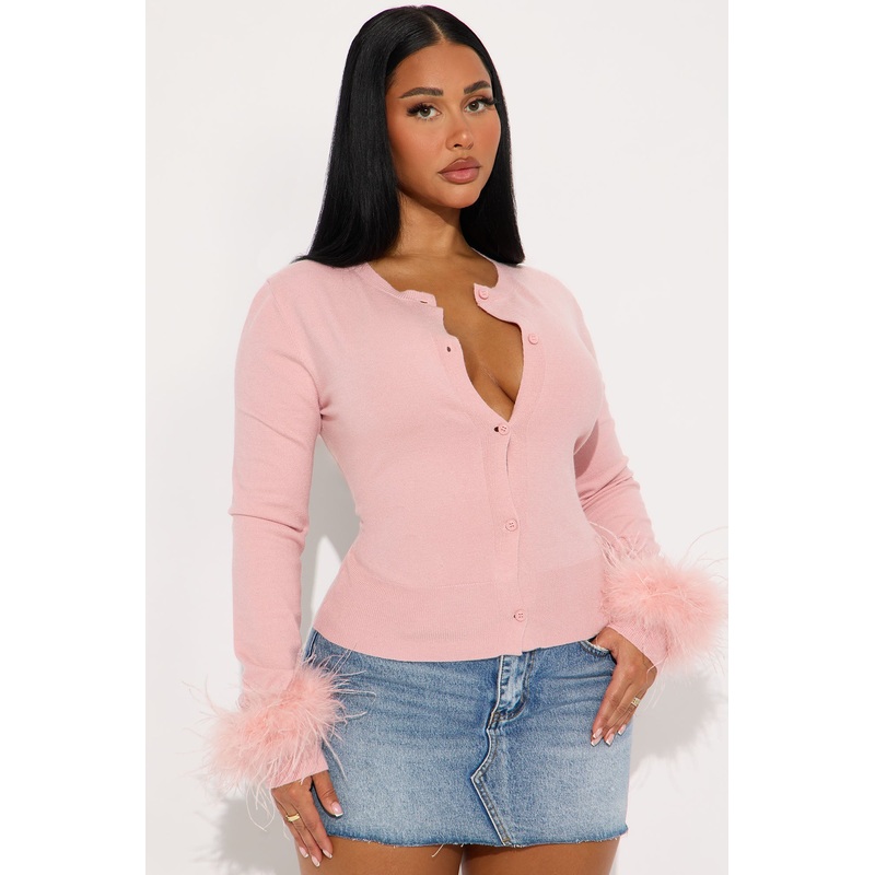 A Little Feather Moment Cardigan – Pink
