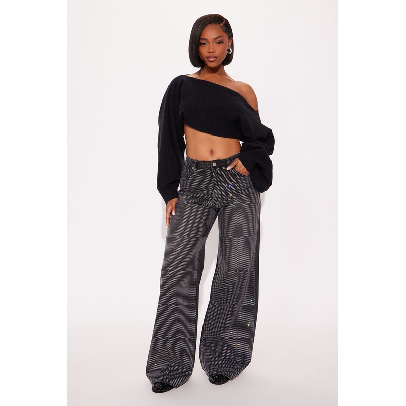 Better Perspective Embellished Baggy Jeans – Black Wash