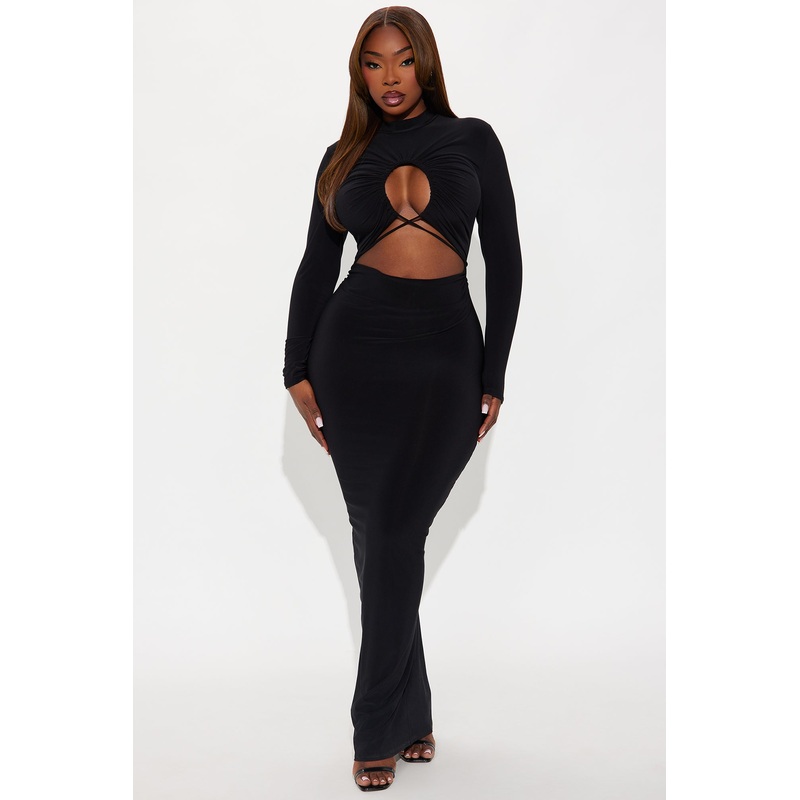 Body Language Cut Out Maxi Dress – Black