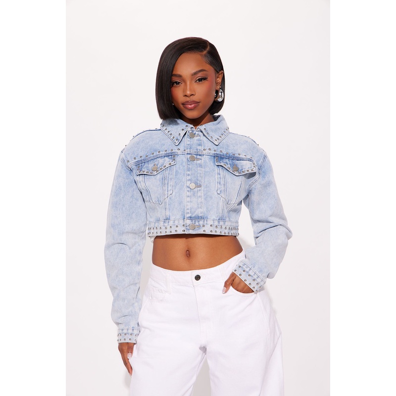 City Of Studs Denim Jacket – Light Wash