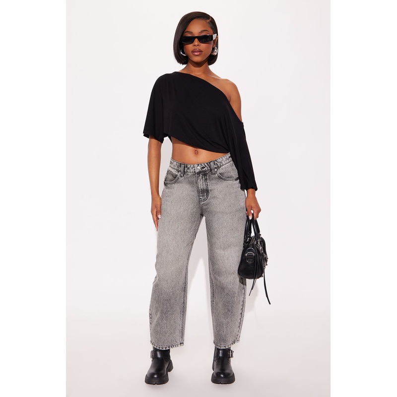 Classic Barrel Leg Jeans – Grey