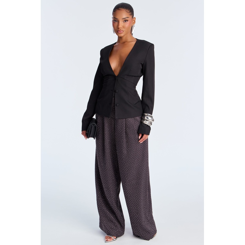 Eyes On Me Rhinestone Wide Leg Pant 32 – Charcoal