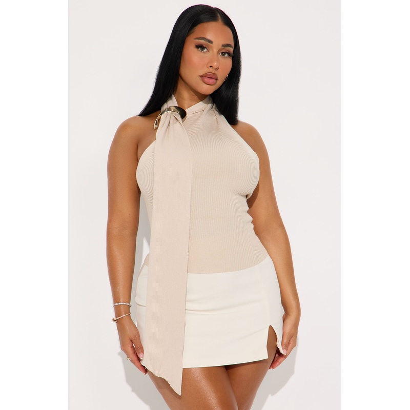 Finer Things Hardware Scarf Sweater Top – Sand