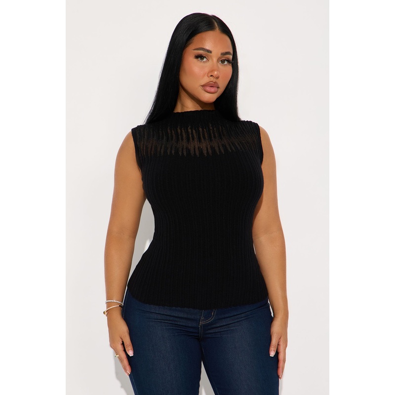 For The Night Sweater Top – Black