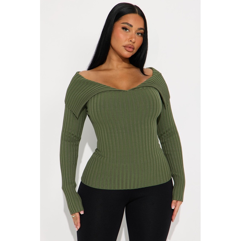 Give Me Attention Washed Sweater Top – Olive