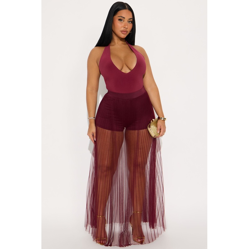 Grace Sheer Tulle Maxi Skirt – Burgundy