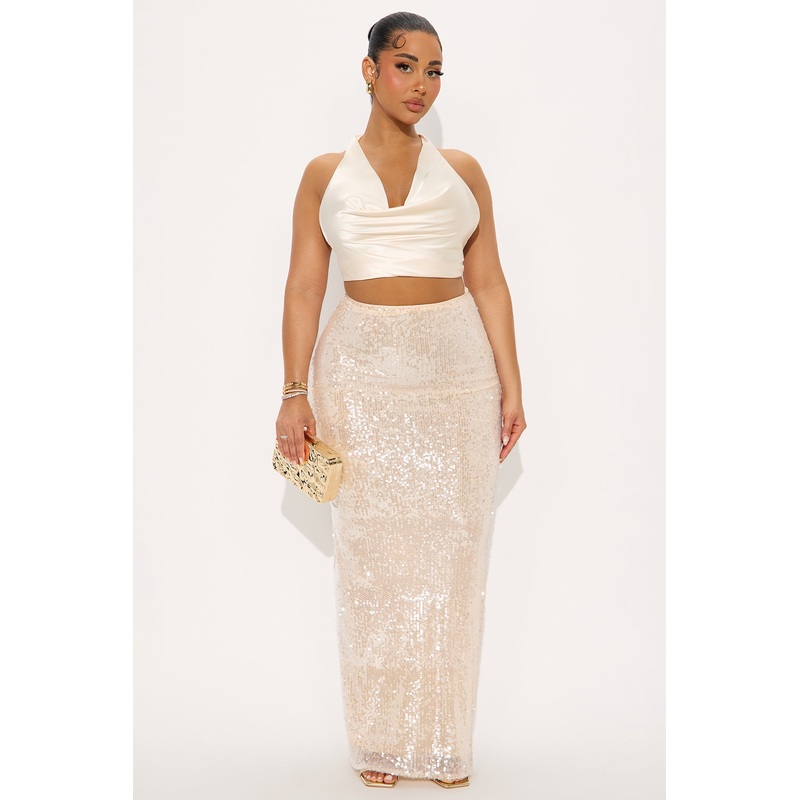 In The Spotlight Sequin Maxi Skirt – Champagne